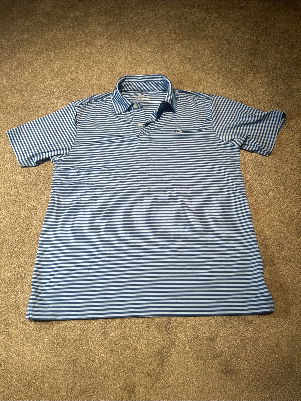Vineyard Vines Blue and White Striped Polo
